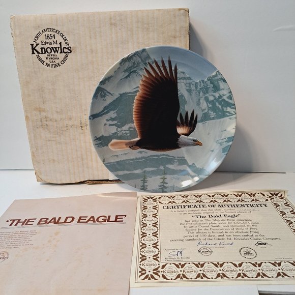 1988 Knowles The Bald Eagle By Daniel Smith Majestic Bird Series Collector Plate - Picture 2 of 7